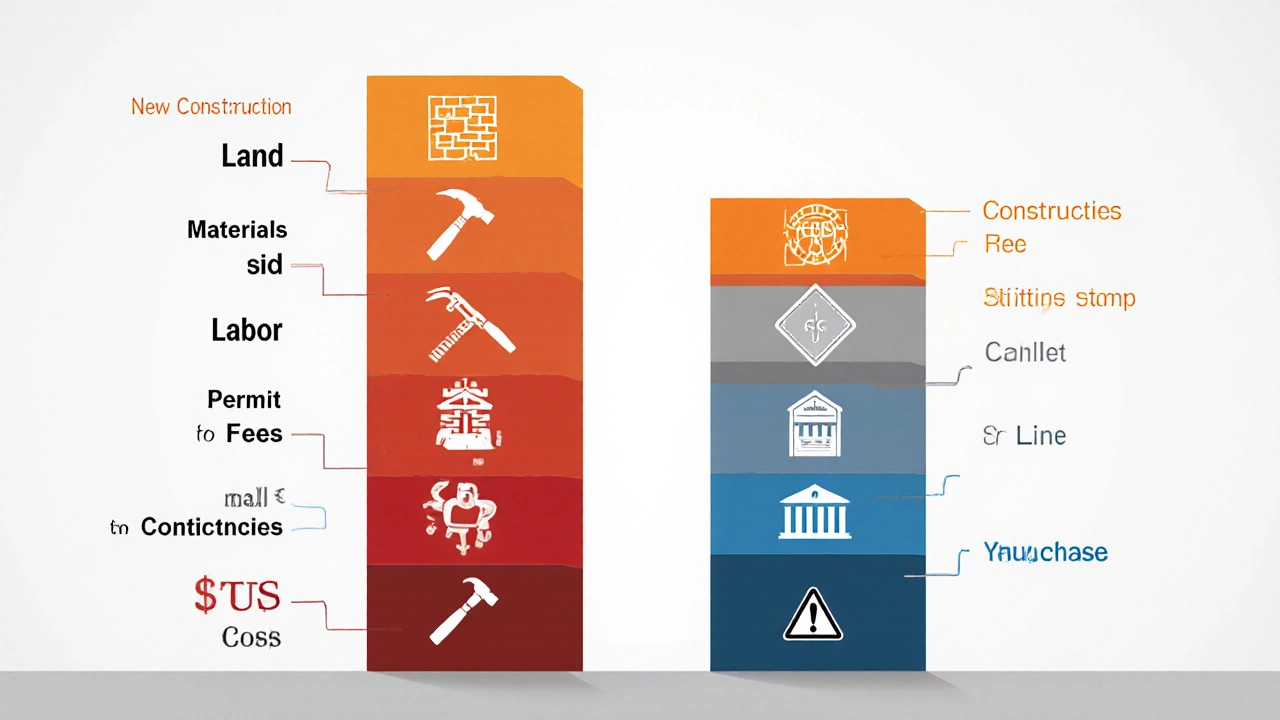 Side‑by‑side stacked bar icons illustrate cost categories for building and buying.